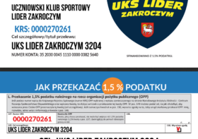 1,5 % podatku na UKS Lider Zakroczym